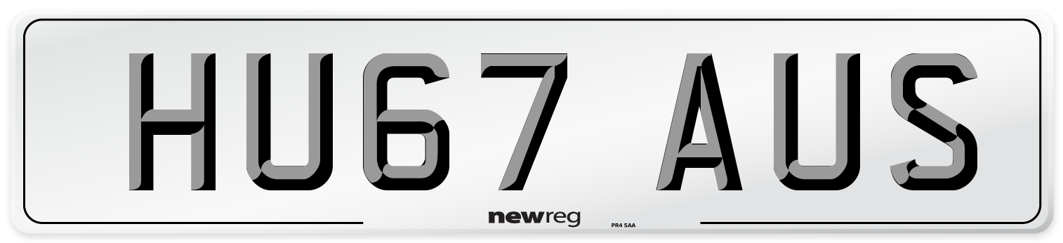 HU67 AUS Number Plate from New Reg